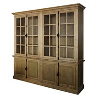 French Provincial Casement Double Glass Door Display Buffet and Hutch Cabinet Bookcase