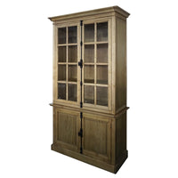 French Provincial Casement Double Glass Door Display Buffet and Hutch Cabinet Bookcase