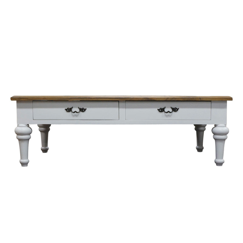 French Provincial Farmhouse Two Drawer Coffee Table