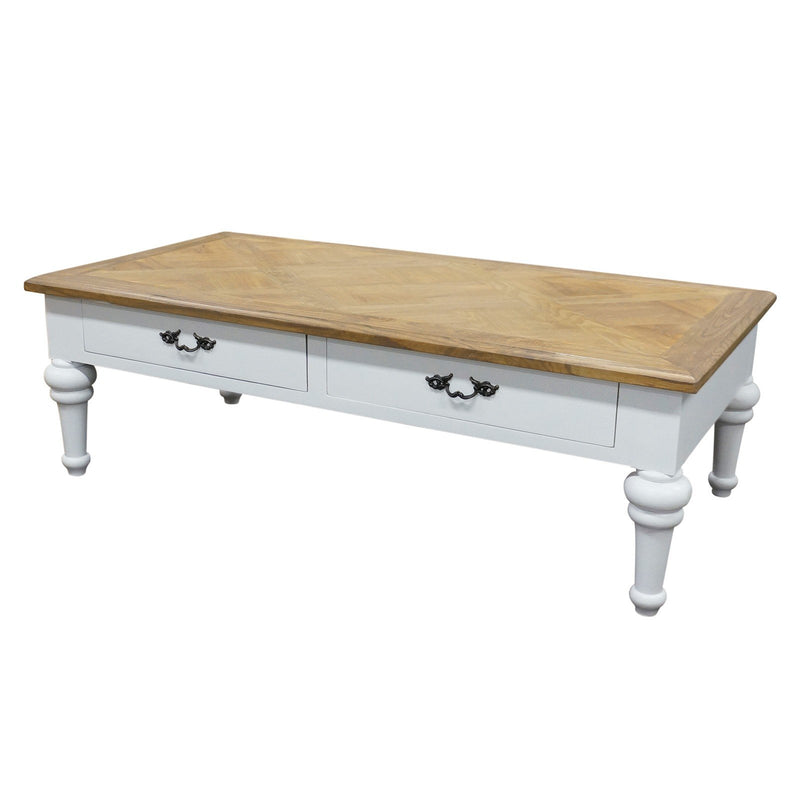 French Provincial Farmhouse Two Drawer Coffee Table