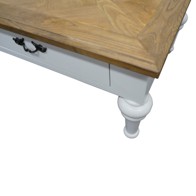 French Provincial Farmhouse Two Drawer Coffee Table