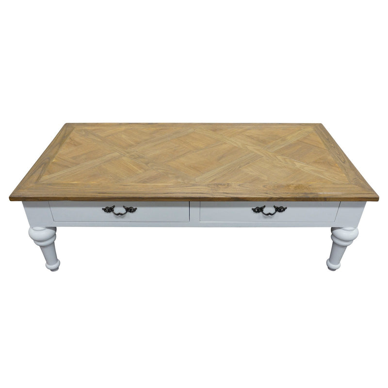 French Provincial Farmhouse Two Drawer Coffee Table