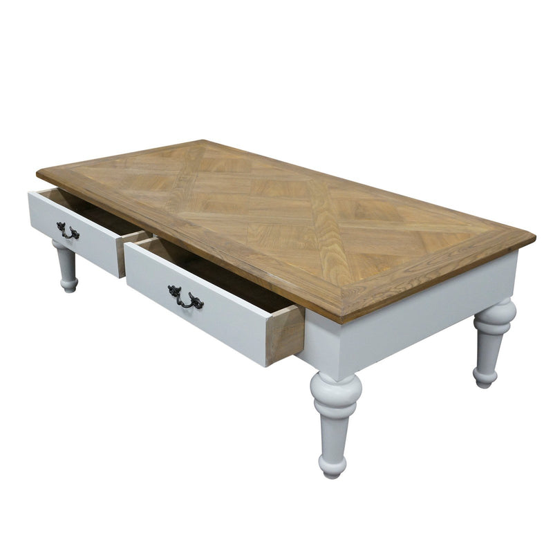 French Provincial Farmhouse Two Drawer Coffee Table