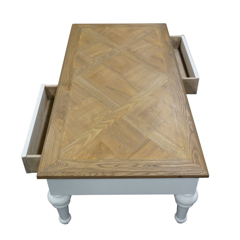 French Provincial Farmhouse Two Drawer Coffee Table