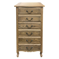 French Provincial Louis 6 Drawer Tallboy Cabinet