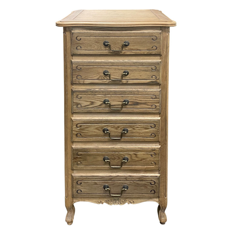 French Provincial Louis 6 Drawer Tallboy Cabinet