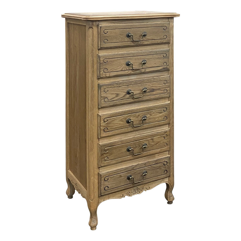 French Provincial Louis 6 Drawer Tallboy Cabinet