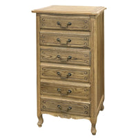 French Provincial Louis 6 Drawer Tallboy Cabinet