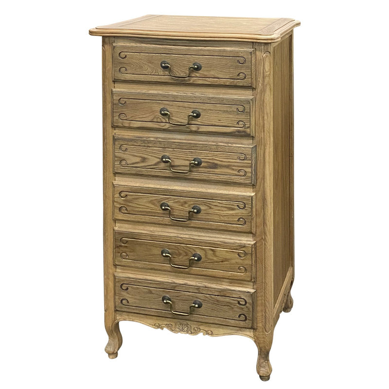 French Provincial Louis 6 Drawer Tallboy Cabinet