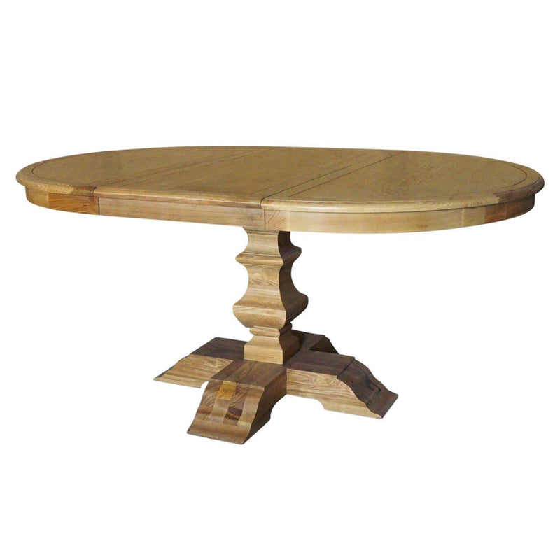 French Provincial Farmhouse Extendable Round Pedestal Dining Table