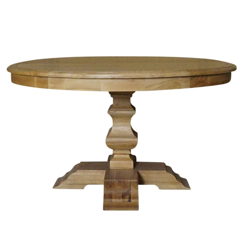 French Provincial Farmhouse Extendable Round Pedestal Dining Table