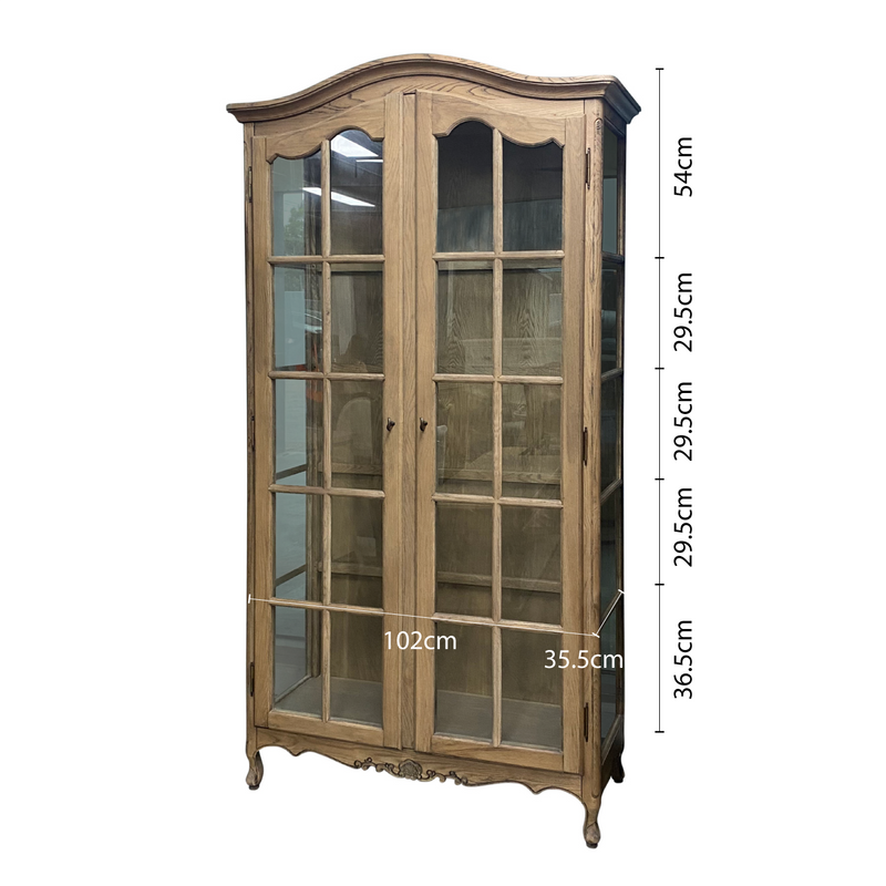 French Provincial Louis Classic Glass Display Cabinet Bookcase