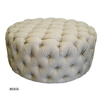 French Provincial Chesterfield Marco Large Round Tufted Pouffe Ottoman