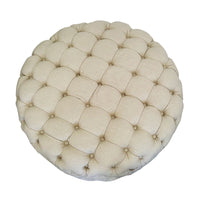 French Provincial Chesterfield Marco Large Round Tufted Pouffe Ottoman