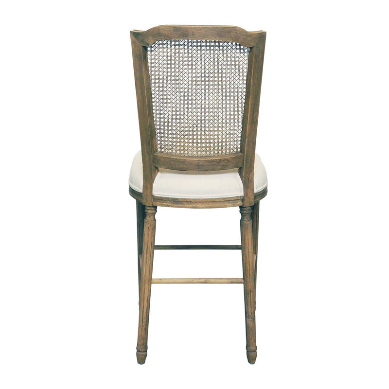 French Provincial Louis Rattan Natural Oak Upholstered Bar Stool