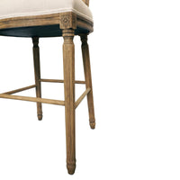 French Provincial Louis Rattan Natural Oak Upholstered Bar Stool