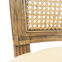 French Provincial Louis Rattan Natural Oak Upholstered Bar Stool