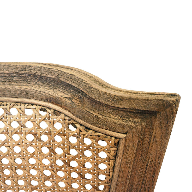 French Provincial Louis Rattan Natural Oak Upholstered Bar Stool