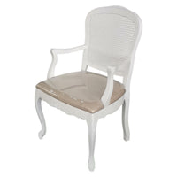 French Provincial Louis White Rattan Dining ArmChair