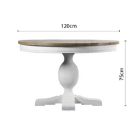 French Provincial Farmhouse 120cm Pedestal Round Dining Table