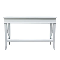 Hamptons Halifax Side Cross 2 Drawer Console Hall Table with Pull Out Shelf