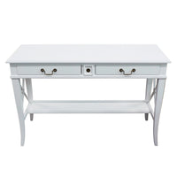 Hamptons Halifax Side Cross 2 Drawer Console Hall Table with Pull Out Shelf