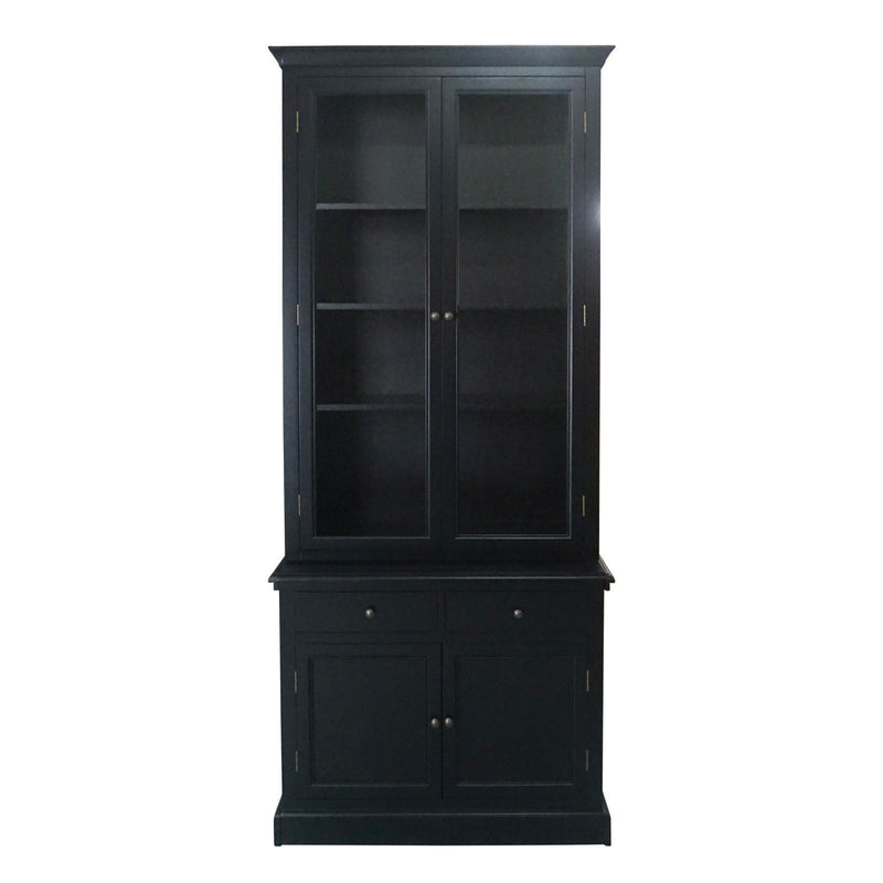 Hamptons Halifax 2 Glass Door Hutch Display and Buffet Cabinet Bookcase Cupboard
