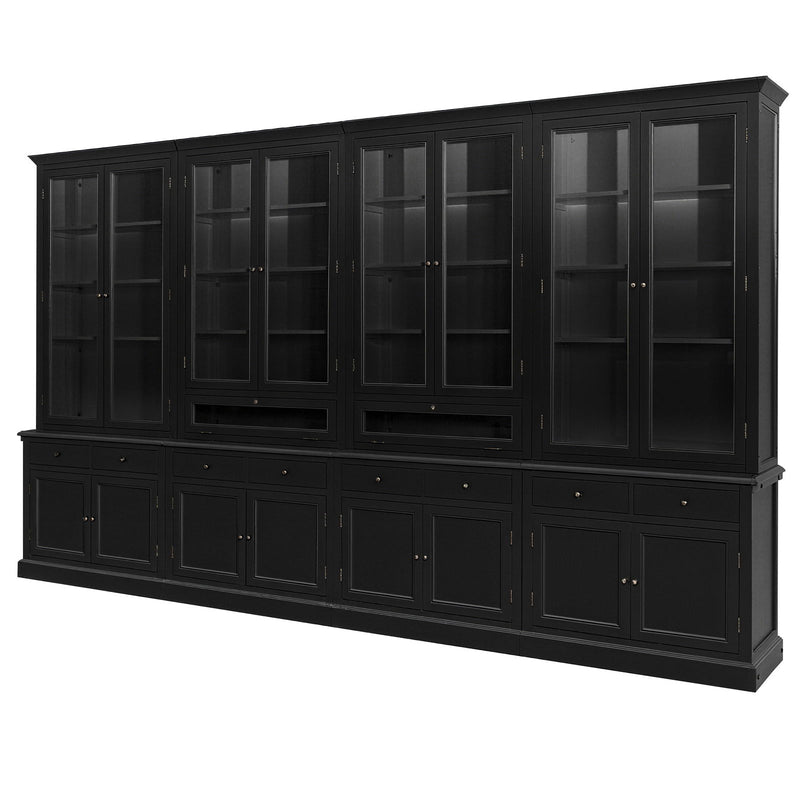 Hamptons Halifax Glass Door Hutch Modular Display Buffet Cabinet Bookcase Cupboard