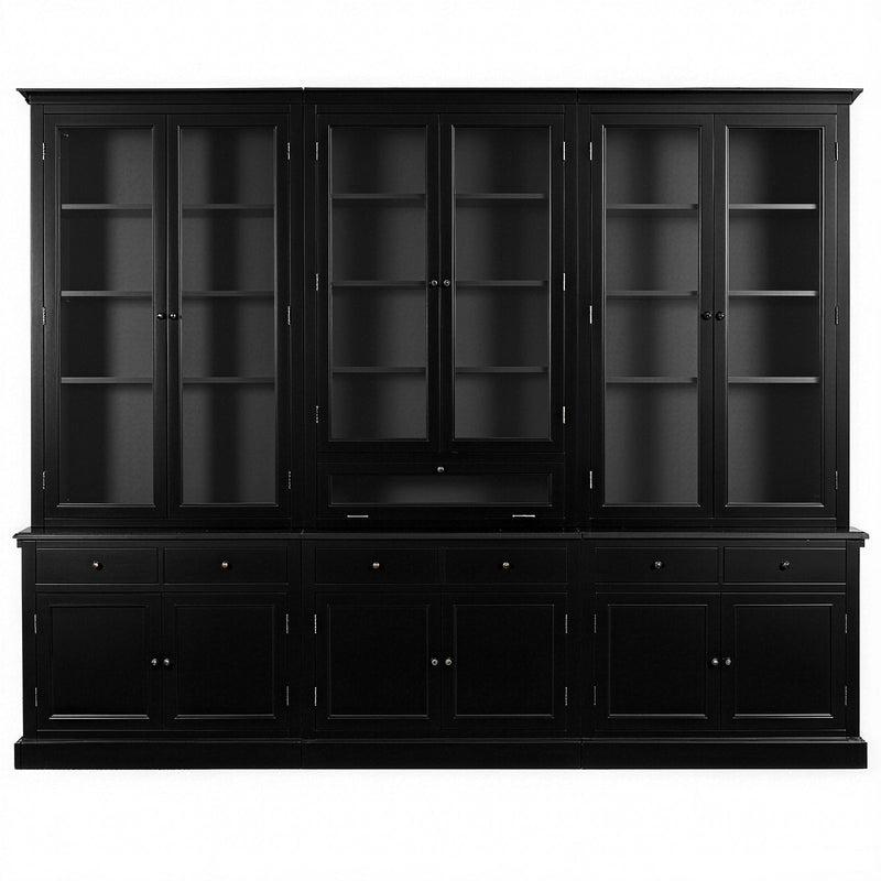 Hamptons Halifax Glass Door Hutch Modular Display Buffet Cabinet Bookcase Cupboard