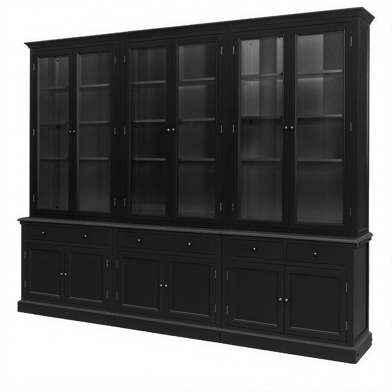 Hamptons Halifax Glass Door Hutch Modular Display Buffet Cabinet Bookcase Cupboard