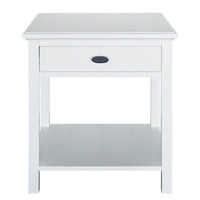 Hamptons Coastal Bedside Table with Magazine Tray