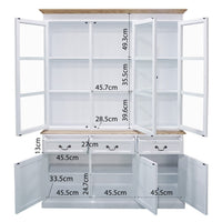 Hamptons Sorrento Buffet and Hutch Glass Display Bookcase