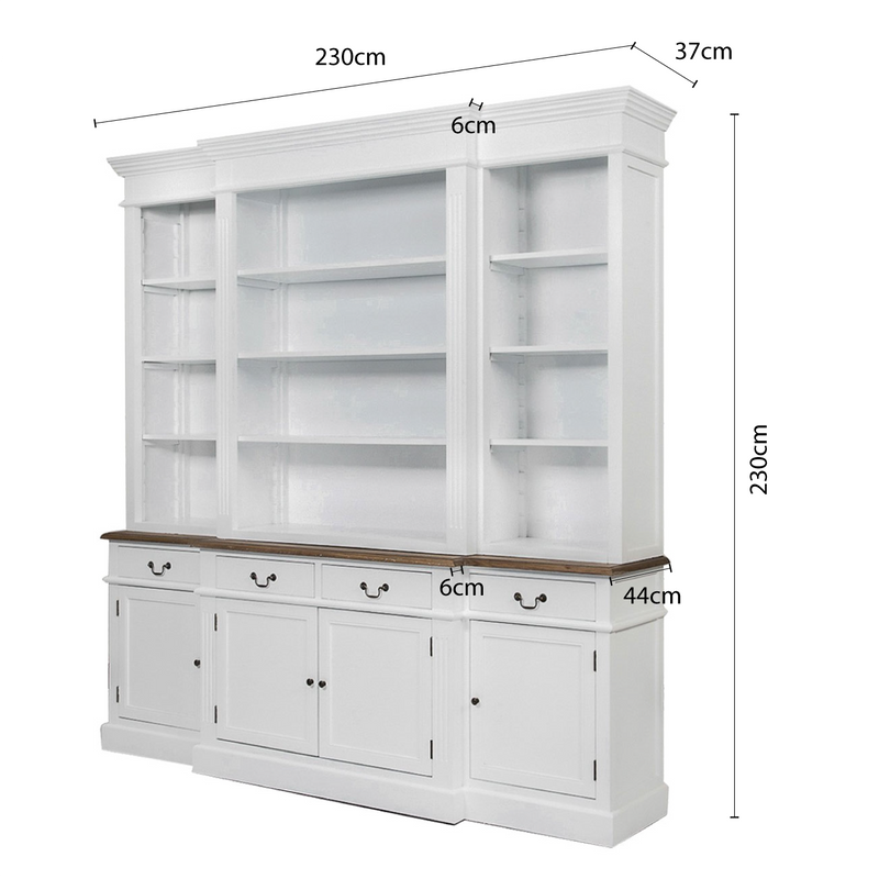 Hamptons Sorrento Buffet and Hutch Sideboard Bookcase Cabinet