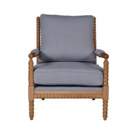 Hamptons Coastal Solid Timber Bobbin Linen Armchair with Removable Cushions
