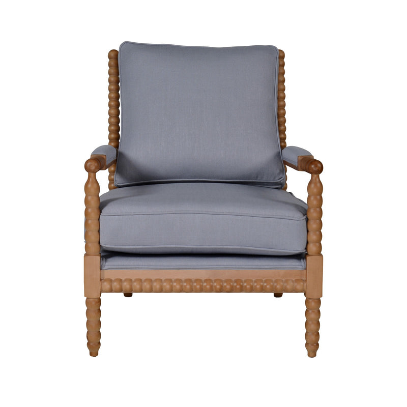 Hamptons Coastal Solid Timber Bobbin Linen Armchair with Removable Cushions