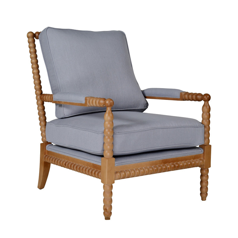 Hamptons Coastal Solid Timber Bobbin Linen Armchair with Removable Cushions