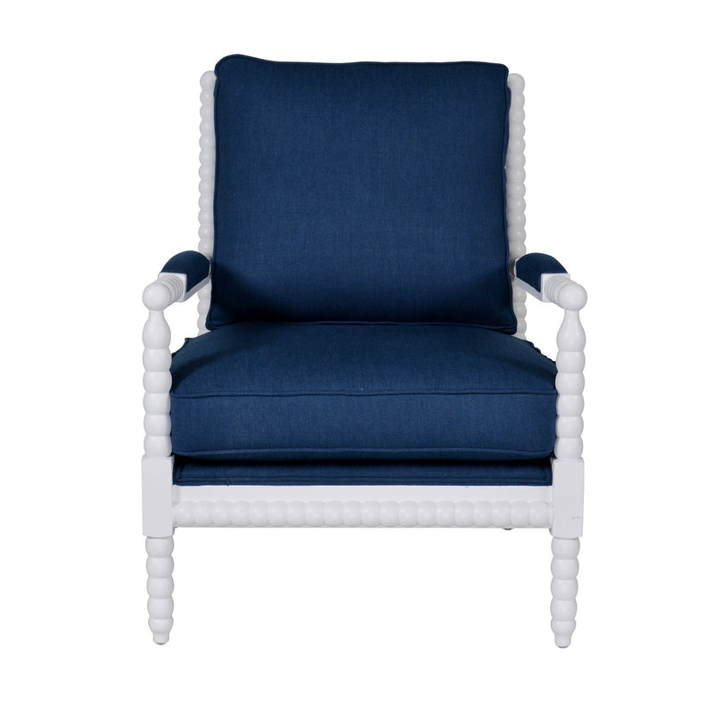 Hamptons Coastal Bobbin Linen and Timber Armchair