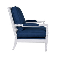 Hamptons Coastal Bobbin Linen and Timber Armchair