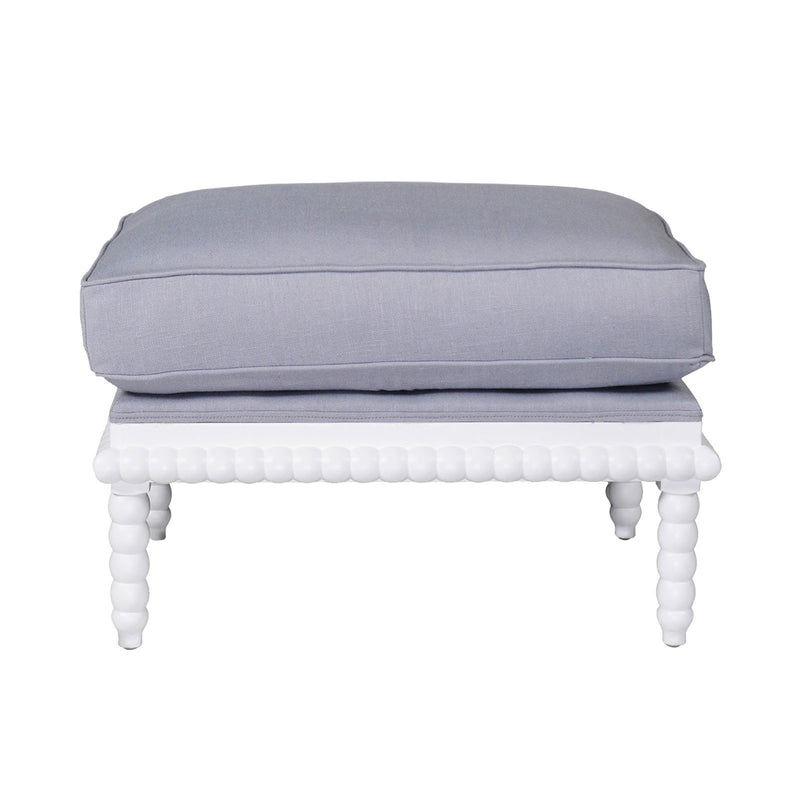 Hamptons Coastal Bobbin Line and Timber Ottoman Stool