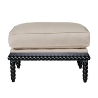 Hamptons Coastal Bobbin Line and Timber Ottoman Stool