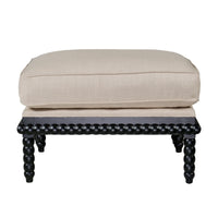 Hamptons Coastal Bobbin Line and Timber Ottoman Stool