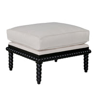 Hamptons Coastal Bobbin Line and Timber Ottoman Stool