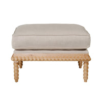 Hamptons Coastal Bobbin Line and Timber Ottoman Stool