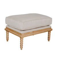 Hamptons Coastal Bobbin Line and Timber Ottoman Stool