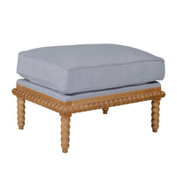 Hamptons Coastal Bobbin Line and Timber Ottoman Stool