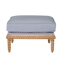 Hamptons Coastal Bobbin Line and Timber Ottoman Stool