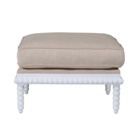 Hamptons Coastal Bobbin Line and Timber Ottoman Stool