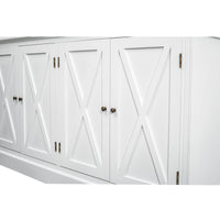 Hamptons Coastal Beach Cross Glass Door Hutch Display and Buffet Cabinet Cupboard