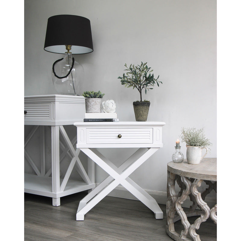 Hamptons Coastal Beach Cross Leg Bedside Table