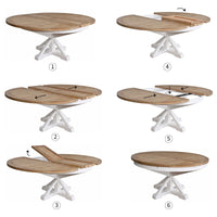 Hamptons Sorrento 150-190cm Round Extendabe Trestle Dining Table